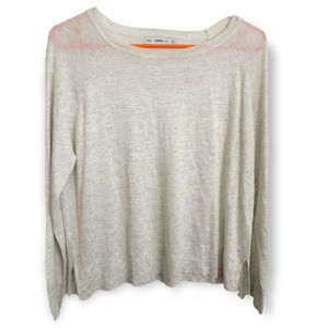 ZARA Knit Cream Super Soft Thin Lightweight Sweater Size SMALL